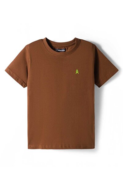 Pine kids Cotton Knit Half Sleeves Logo Printed T-Shirt T-Shirt - Brown