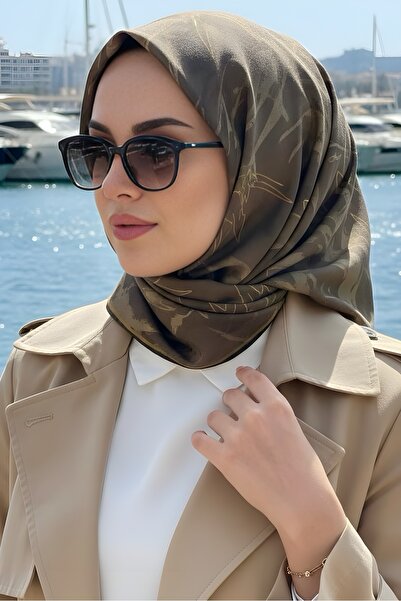 İmajButik Dark Khaki Soft Digital Cotton Scarf