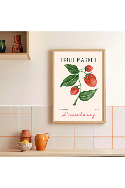 Vetro Design Tržnica voća - Plakat sa drvenim okvirom u obliku jagode