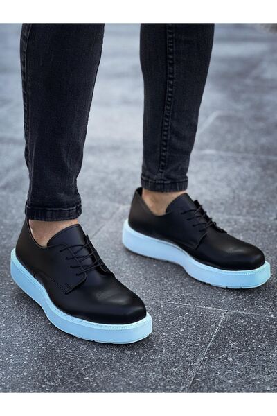 Mhoda Shoes حذاء RLX-001 كلاسيكي من الجلد برباط للرجال من CBT - أسود