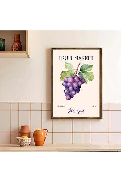 Vetro Design Tržnica voća - Plakat sa drvenim okvirom od grožđa