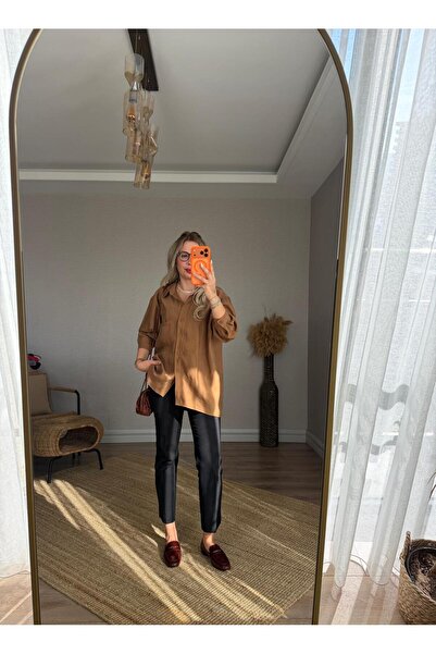 Butik Ezgi Atelier Camel Tensel Gömlek