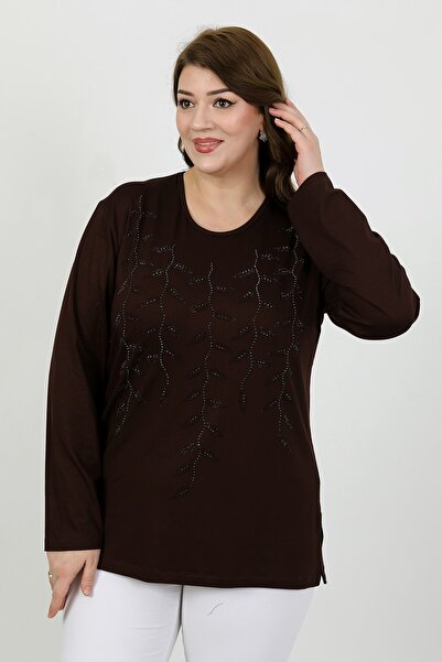 By Alba Collection Жіноча коричнева блузка середнього віку та старше з віскоз...