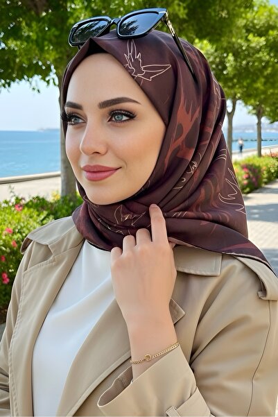İmajButik Brown Cinnamon Soft Digital Cotton Scarf