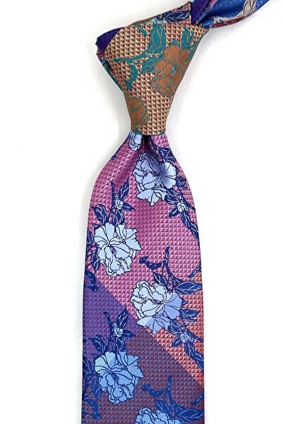 Kravatkolik Floral Pattern Multi Color Patchwork Classic Tie Kk13415