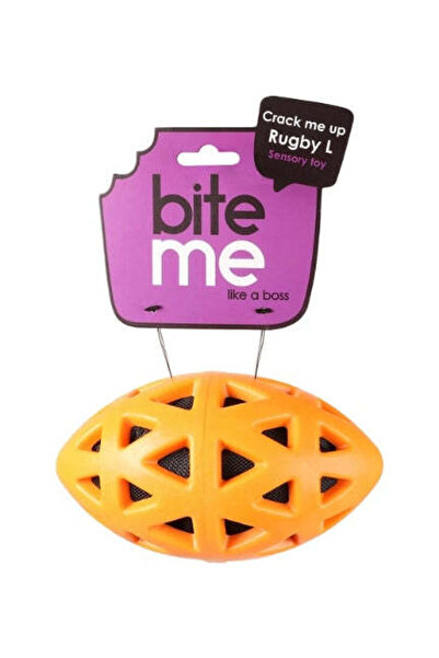 Ebi Bite Me 'Crack Me Up' Rugby Sensory Dog Toy - ORANGE/14X8X8CM