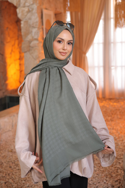 İmajButik Șal din bumbac jacquard İpekhan kaki