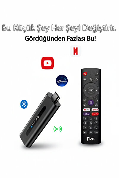 Tekvora TV98 5G Android 8K TV Stick | Dual WiFi | Bluetooth | Akıllı TV Dönüş...