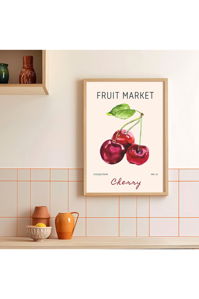 Vetro Design Tržnica voća - poster u drvenom okviru od trešnje