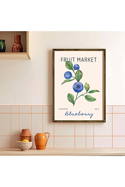 Vetro Design Tržnica voća - poster u drvenom okviru sa borovnicama
