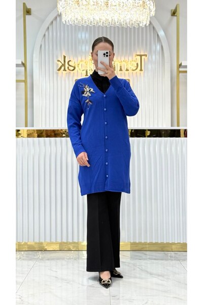 Nefise Merserize Nakış Detaylı Hırka