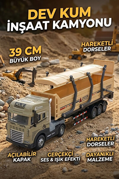 craftivio 39 Cm Büyük Boy Sesli Işıklı İnşaat Kamyonu - Hareketli Damperli Oy...