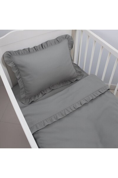 Jaju Baby Fırfırlı Bebek Nevresim Takımı - 60x120 - 70x140 - 80x130 cm Uyumlu