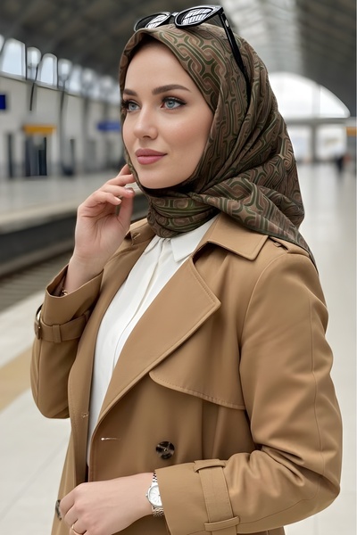 İmajButik Green Mink Soft Digital Cotton Scarf