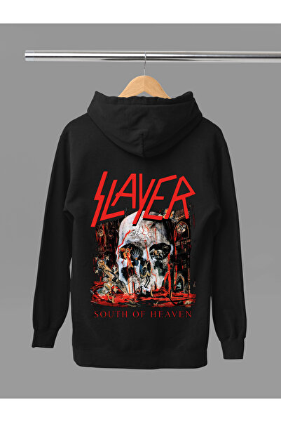 MAGORS Hanorac rock cu glugă, cu mânecă lungă, din bumbac imprimat, SLAYER TH...