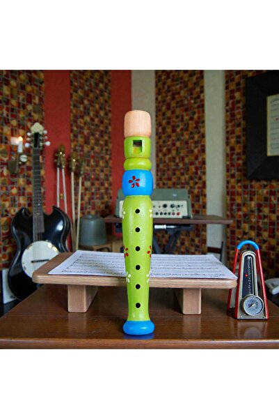 Kuzey Tacı Ahşap Renkli Çocuk Flütü – Eğitici Nefesli Müzik Aleti – El Boyama...