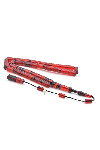 Murty99 Hakan Turan Signed Cut-Out Model Black Red Crimped Amber Prayer Beads