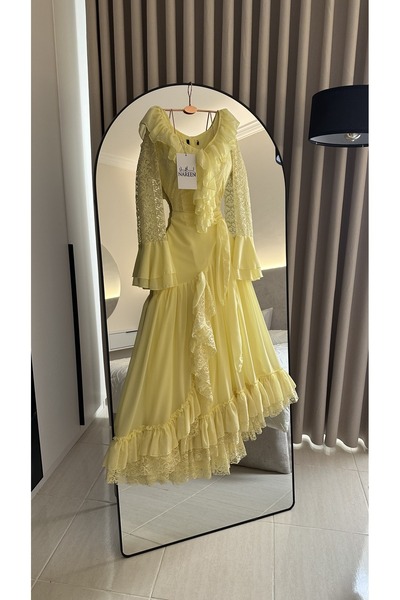 Nareen Fashion فستان بلون الليموني الجذاب يعكس الحيوية والنعومة في آنٍ واحد، ...