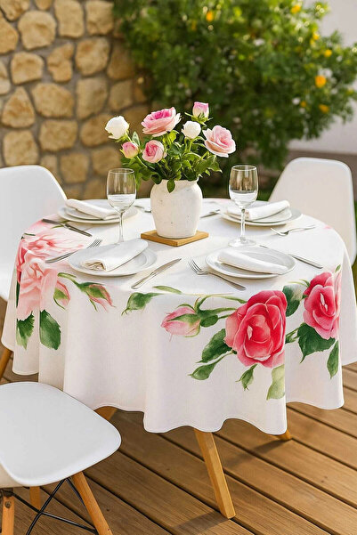 Mira Home Okrugla ruža Sa deznom Tkanina za patke Stolnjak 150x150 cm