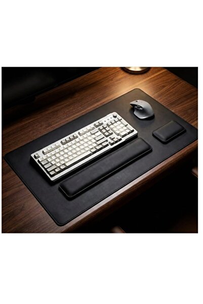 Generic طقم مكتب جلد 3 قطع -مفرش مكتب كبير 100*45 سم مع مسند معصم مريح للكيبو...