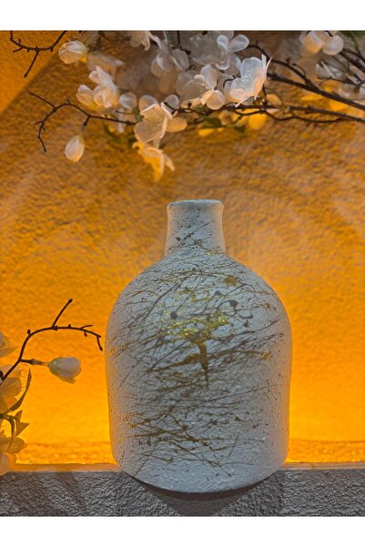 Ekodoğa 20 Cm Toprak Vazo Nalan Dekoratif Çömlek Süs Obje Biblo