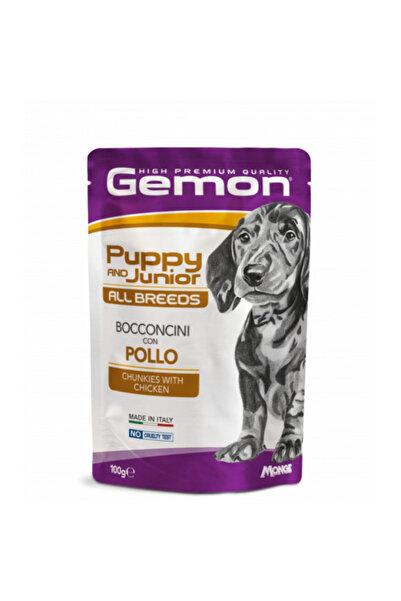 Gemon Chunkies Puppy & Junior Toate Rasele - Hrană Umedă - Pui - 100 g