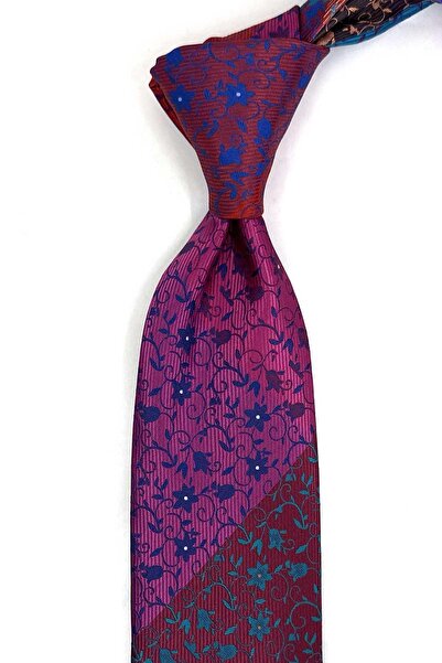 Kravatkolik Floral Pattern Multi Color Patchwork Classic Tie Kk13392