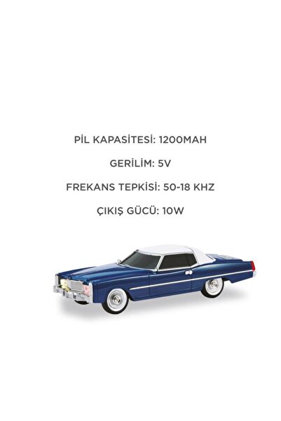 Torima Bluetooth Hoparlör Retro Klasik Araba Tasarımlı 10W FM USB TWS Speaker D83 Mavi