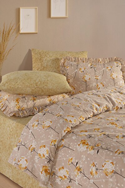 Uçkan home 100% Cotton Ruffled Double Bed Sheet Set