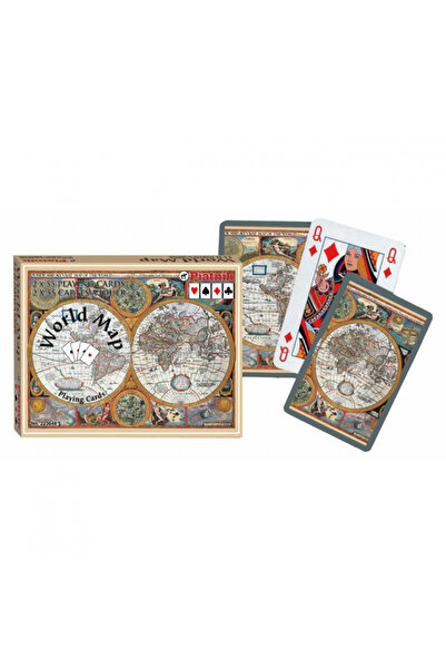 Piatnik Playing cards (Austria), World Map, 2 packs in luxury box
