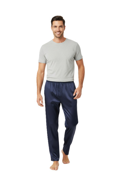 Oppland Men's Satin Fabric Pajama Pants Solid Color Elastic Waist No Pocket W...