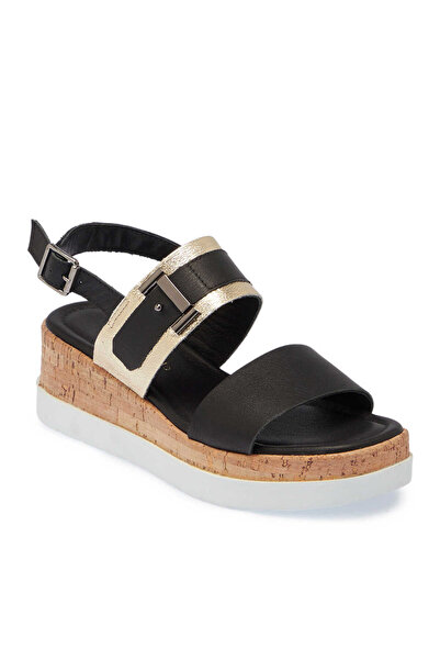 Tergan Siyah Hakiki Deri Kadın Sandalet - K25Y1SN67860-A23