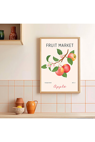 Vetro Design Tržnica voća - poster u drvenom okviru sa jabukom