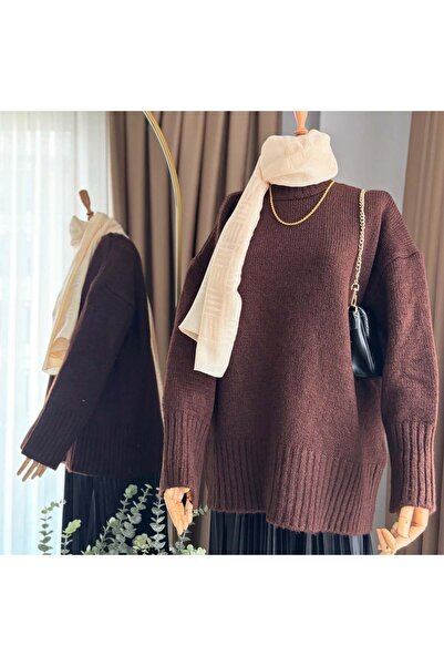 MY QILAM Women's Soft Crew Neck Oversized Knitwear Sweater (Fits S/M/L)