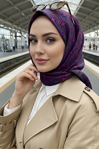 İmajButik Purple Soft Digital Cotton Scarf