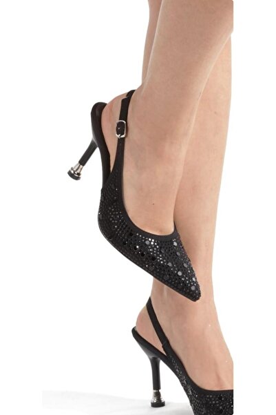 YADE MODA حذاء سندريلا نسائي بكعب أسود مفتوح من الخلف للسهرات