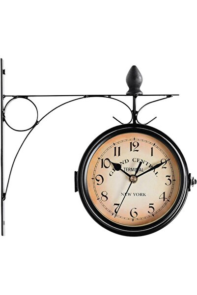 Store Double Sided Wall Clock, Vintage Metal for Indoor Patio Garden |   Desc...