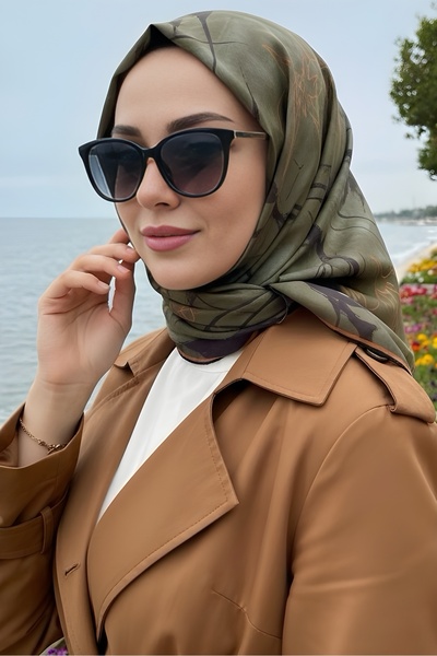 İmajButik Χακί μαλακό ψηφιακό βαμβακερό κασκόλ