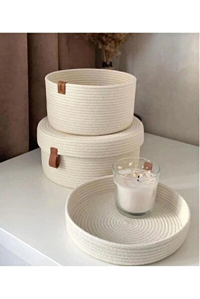 ENA Wicker Basket Set, Basket with Lid, Bathroom and Kitchen Organizer Set, 2...