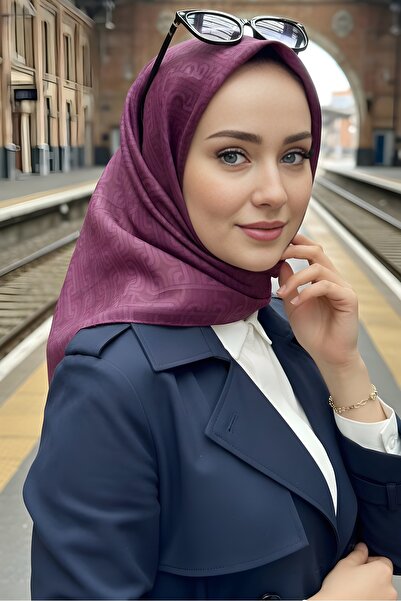 İmajButik Plum Soft Digital Cotton Scarf