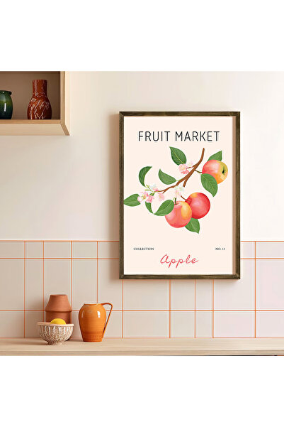 Vetro Design Tržnica voća - poster u drvenom okviru sa jabukom
