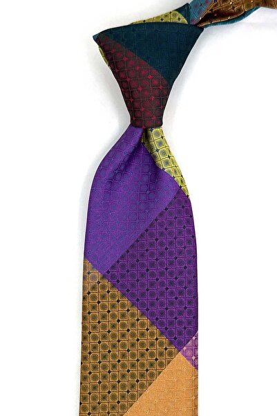 Kravatkolik Square Pattern Multi Color Patchwork Classic Tie Kk13412
