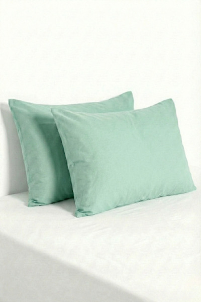 Pera Deluxe 2 Adet Fermuarlı Penye Yastık Kılıfı 50x70 cm – Mint yeşili Düz R...