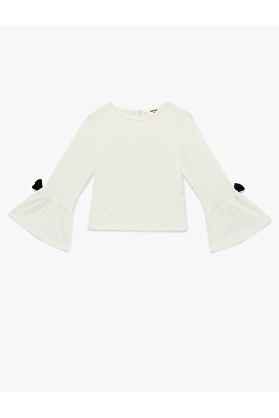 Koton Long Sleeve Crew Neck Wrinkled Bowknot Blouse