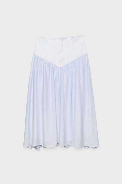 Stradivarius Denim midi skirt in two materials