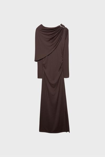 Stradivarius Long sleeve midi cape dress
