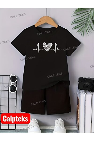 CALP TEKS SET DE VARĂ PENTRU COPII CU IMprimeu RHYTHM HEART - PANTALONI SCURȚ...