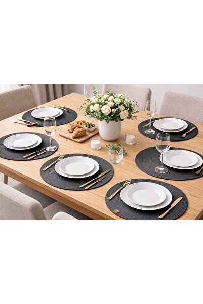 SOFT HOME 6'LI ANTRASİT JÜT AMERİKAN SERVİS TAKIMI