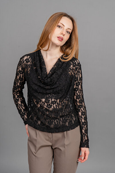 MissVina Brittany Degaje Collared Tulle Blouse 70053