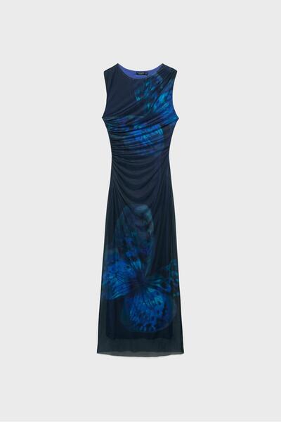 Stradivarius Printed tulle midi dress